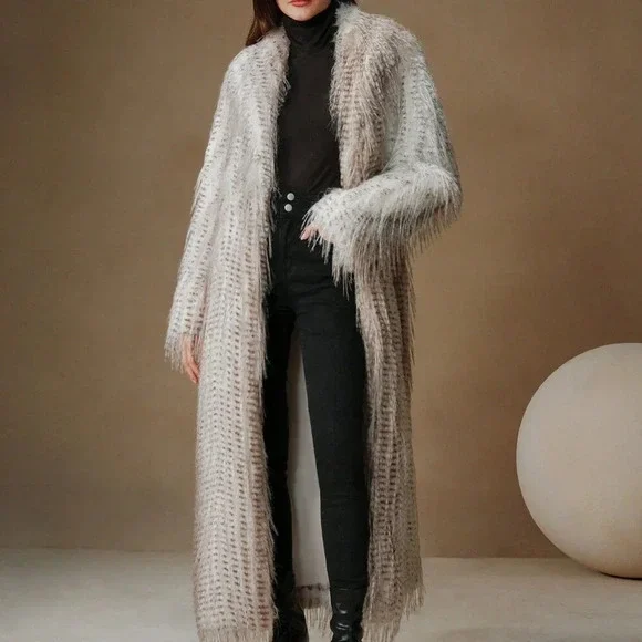 Casual Women's Fashion Faux Fur Long Coat - Picture 5 of 6